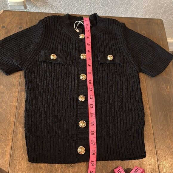 Summer Cropped Sweater Cardigan Short Sleeve Button Down Dressy Casual Knit Top - Picture 10 of 13